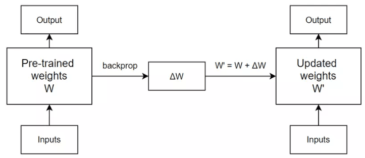 Quá trình cập nhật một layer của model trong fine-tuning